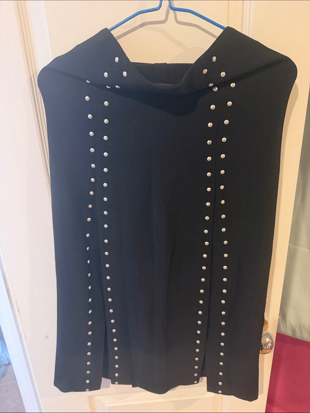Maje Black Midi Dress with Silver Stud Detailing